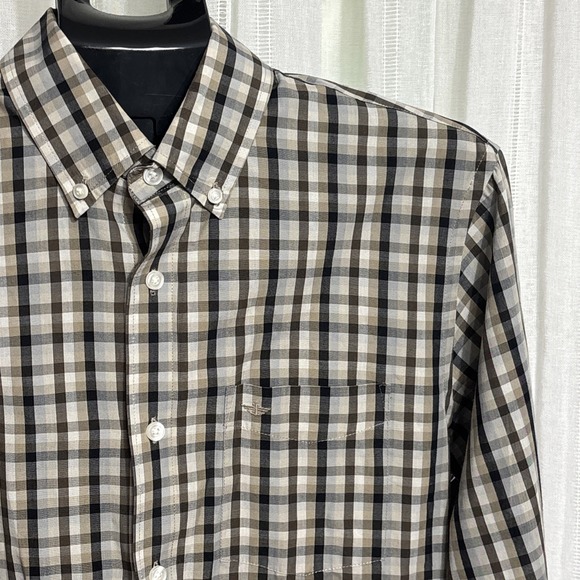 DOCKERS Shirt Men's Long Sleeve Collared Woven Oxford Plaid Medium Preppy - Picture 2 of 11